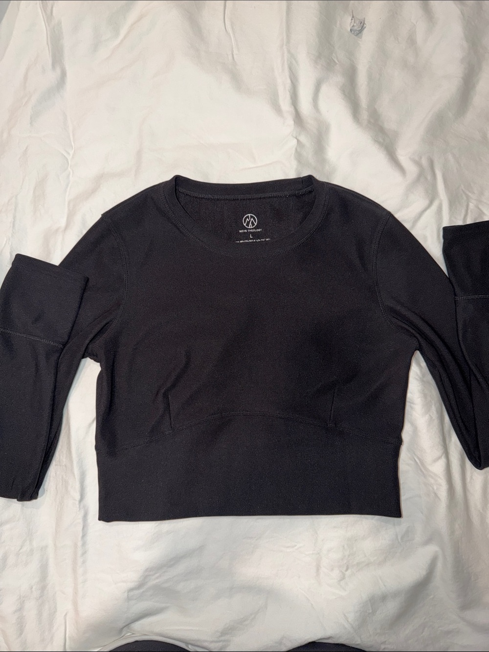 Black Long-Sleeve Crop Tee — Women’s Stretch Top